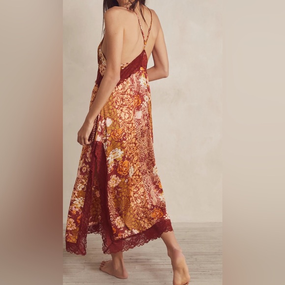 🎉LAST PIECE🎉Free People Right Now Midi Slip Dress Amber Combo - Picture 2 of 9